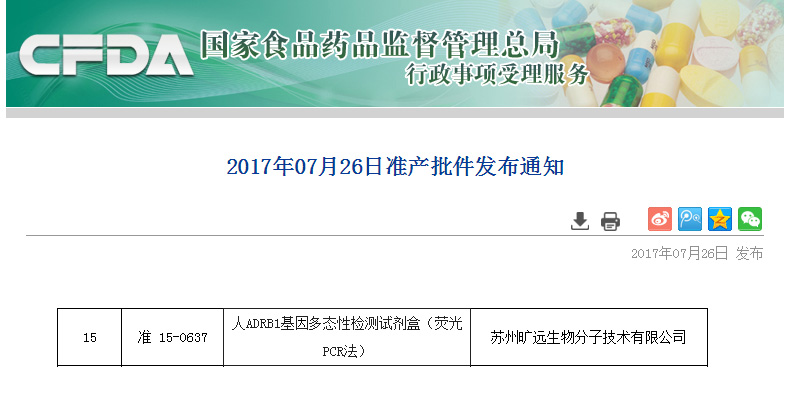 喜讯！苏州9888拉斯维加斯官网生物ADRB1项目喜获Ⅲ类医疗器械注册证!